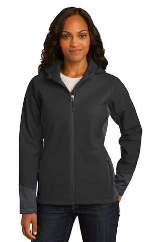 Port Authority® Ladies Vertical Hooded Soft Shell Jacket. L319