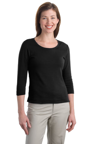 Port Authority® Ladies Modern Stretch Cotton 3/4-Sleeve Scoop Neck Shirt. L517